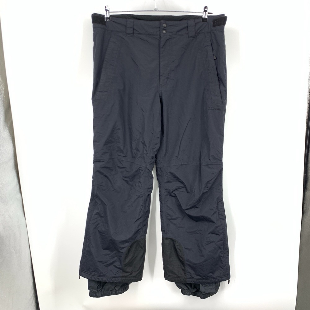 LL Bean Men Size Large Pants Black Snow Winter Straight leg Nylon Insulated